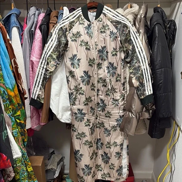 adidas Jackets Coats Adidas Palm Tree Print Long Jacket